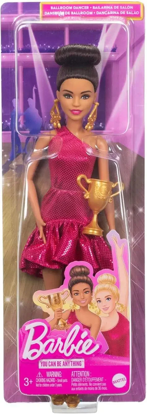 Barbie Ballroom Dancer Fashion Doll Brown Hair Dancing Trophy Accessory NWT